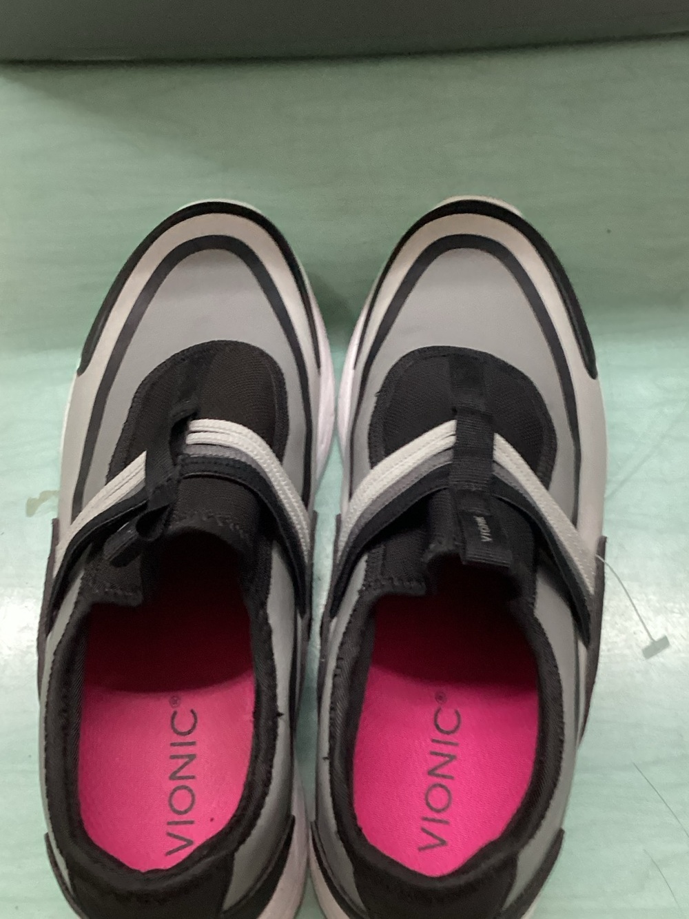 Vionic Gray & Black Slip-On Sneakers with Pink Insole